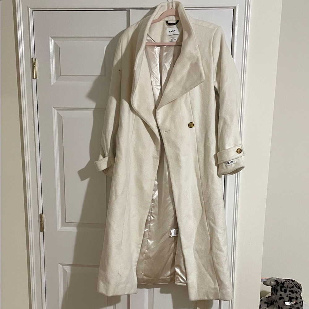 DKNY Cream Wool Coat
